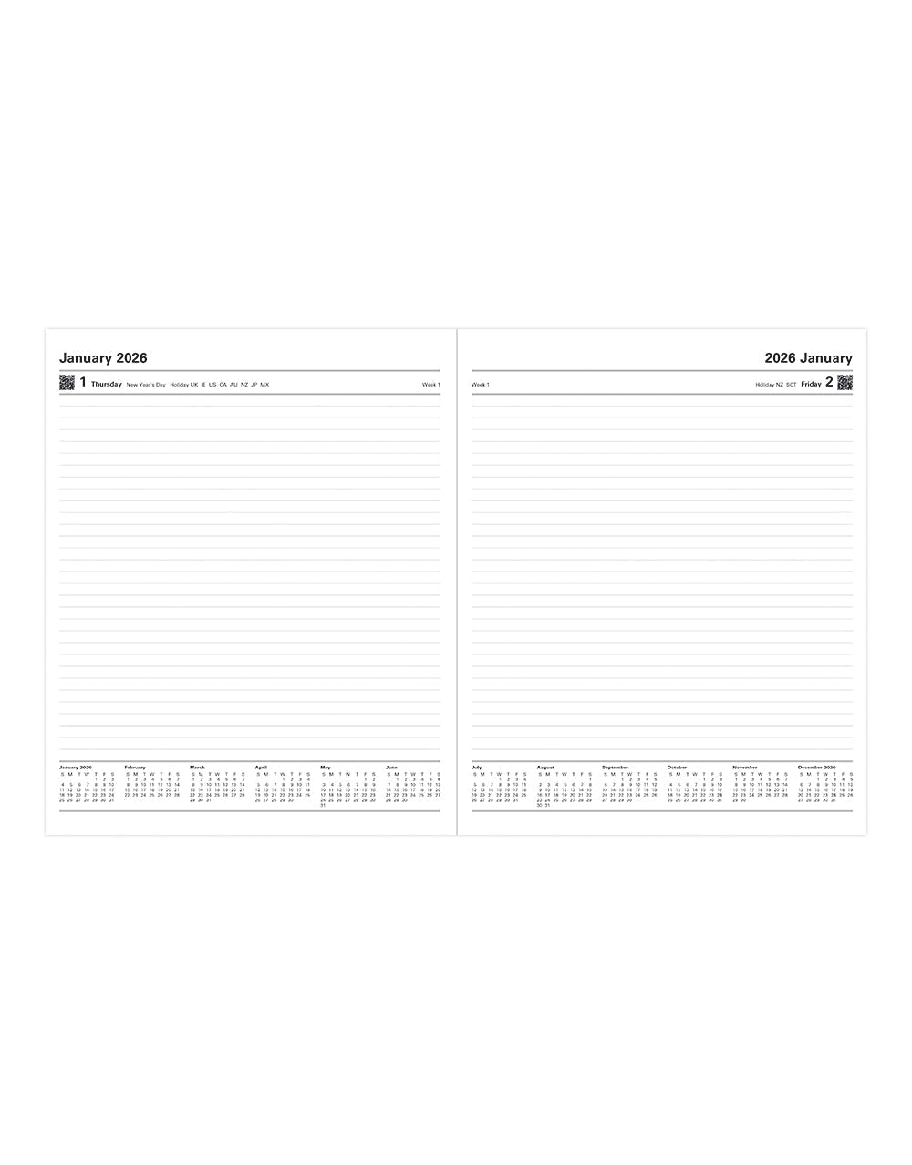 Letts of London Standard Quarto Day to a Page Planner 2026 - English Red 26-C10YBY #color_red