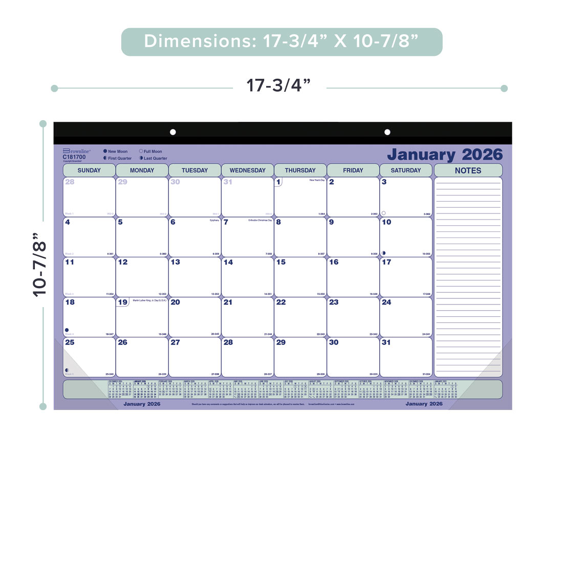 Brownline Monthly Desk Pad Calendar, 2026 C181700-26