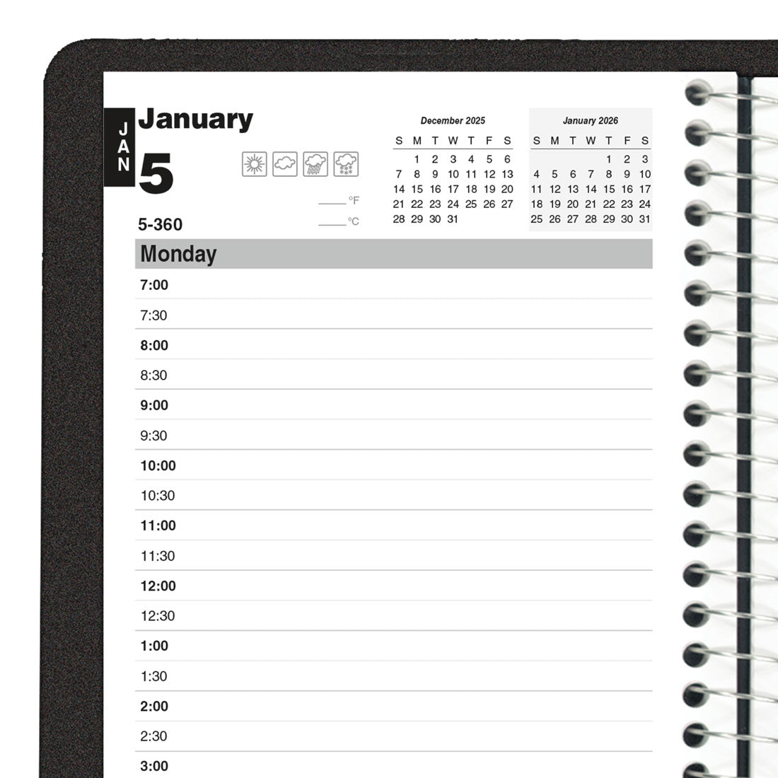 Brownline Essential Daily Planner, Black, 2026 C2504.81T-26
