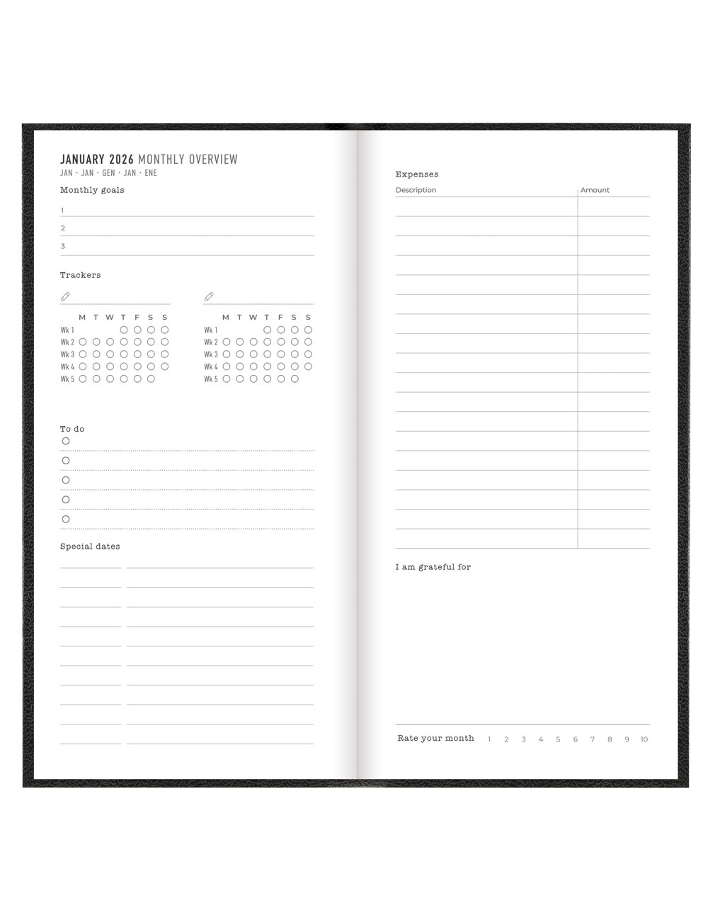 Letts of London Principal Compact Week to View Planner 2026 - English 26-C30NUBK #color_black