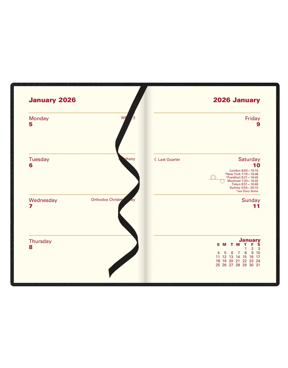 Letts of London Belgravia Mini Pocket Week to View Leather Diary with Planners 2026 - English 26-C33EBK #color_black