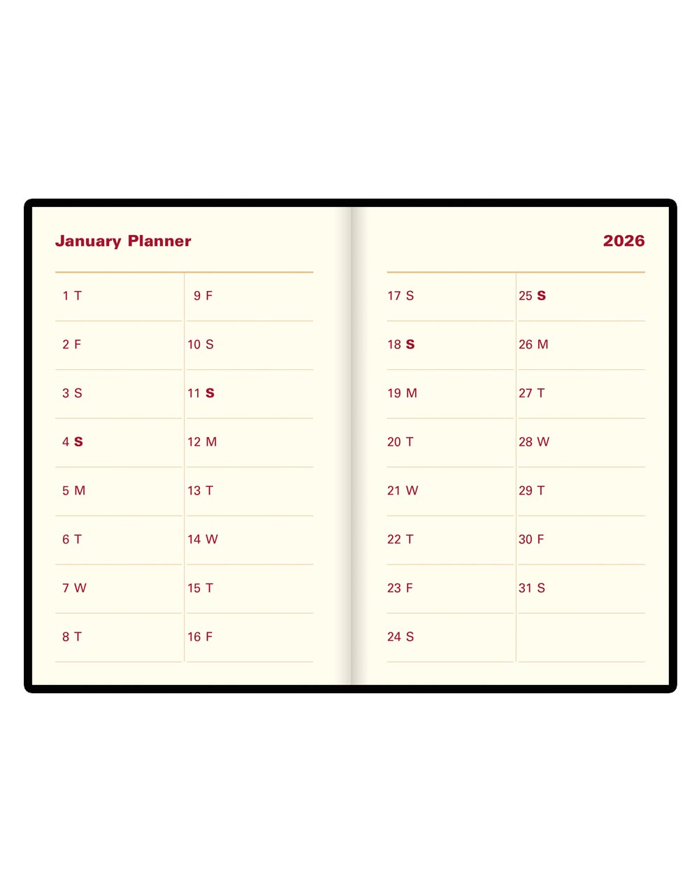 Letts of London Belgravia Mini Pocket Week to View Leather Diary with Planners 2026 - English 26-C33EBK #color_black