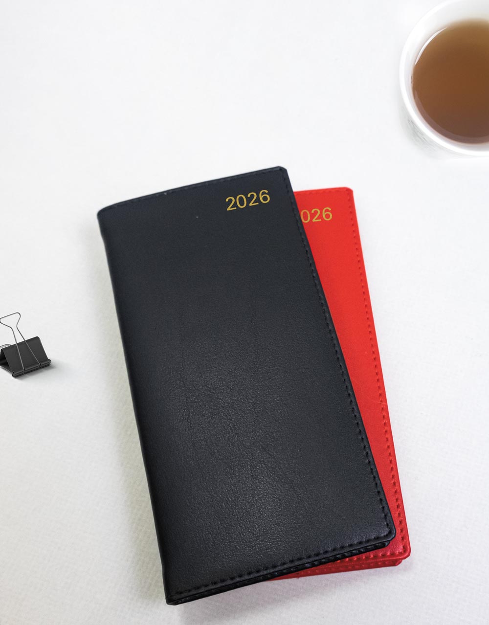 Letts of London Belgravia Slim Week to View Leather Diary with Planners 2026 - English Red 26-C33SURD #color_red