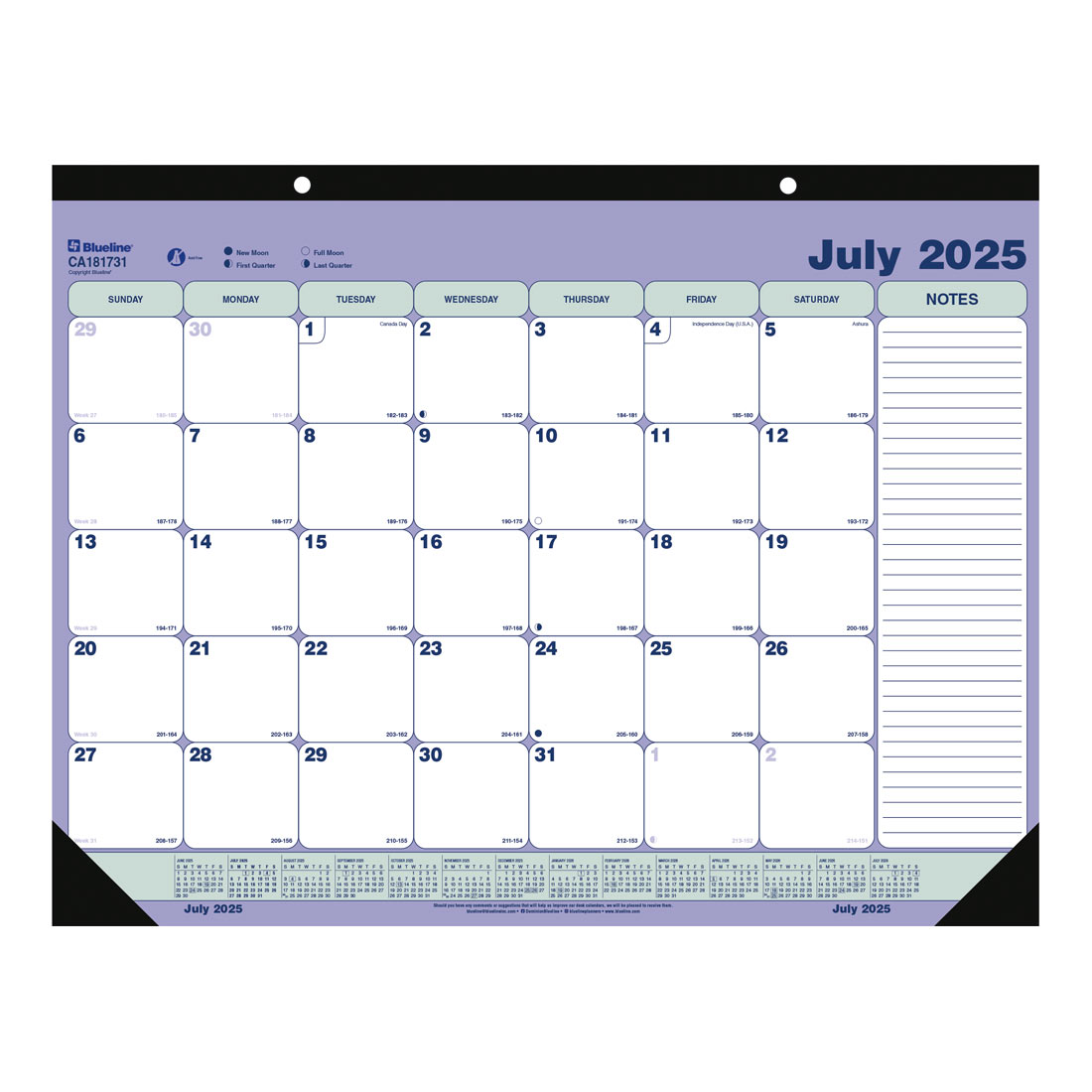 Academic Monthly Desk Pad, 13 Months, 2025-2026, Brownline CA181731-26 #color_default-title