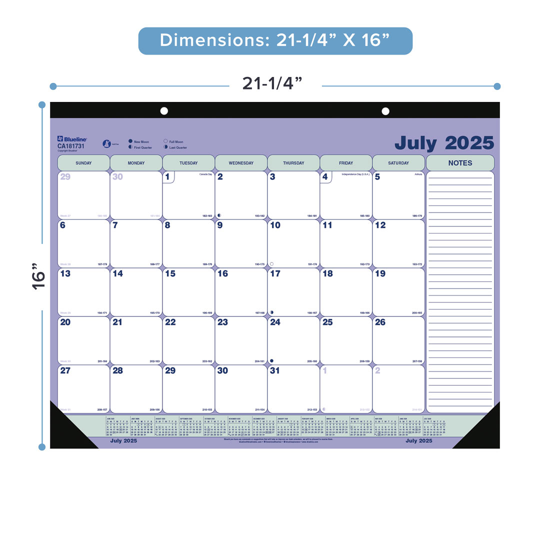 Academic Monthly Desk Pad, 13 Months, 2025-2026, Brownline CA181731-26 #color_default-title