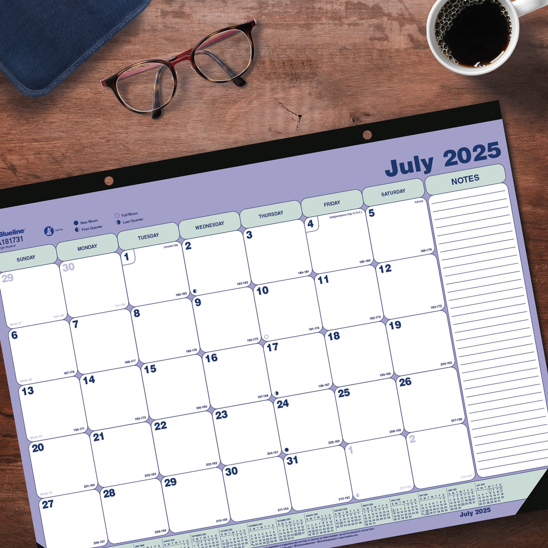 Academic Monthly Desk Pad, 13 Months, 2025-2026, Brownline CA181731-26 #color_default-title