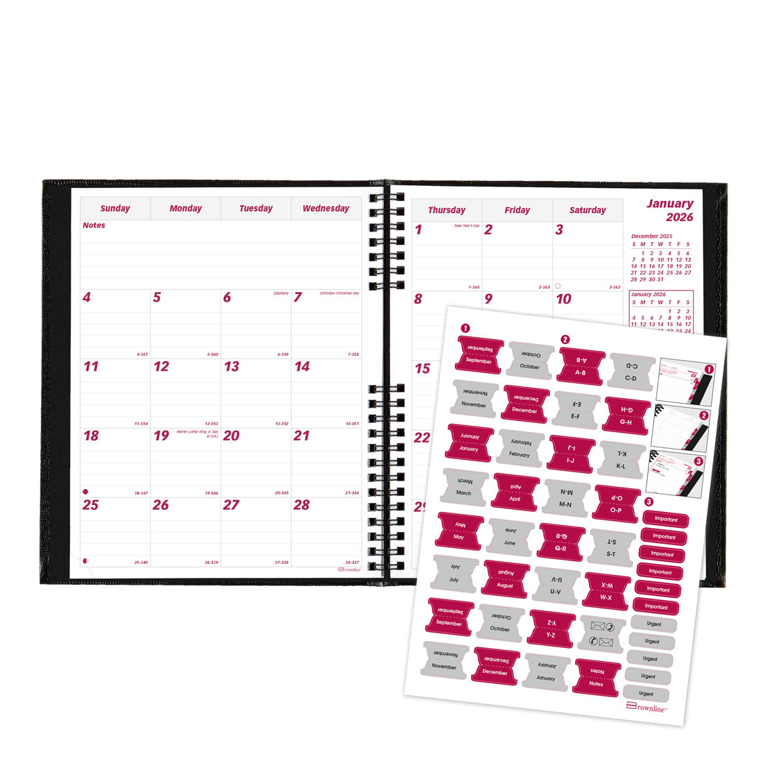Brownline CoilPro™ Monthly Planner, 14 Months, Black, 2026 CB1200C.BLK-26