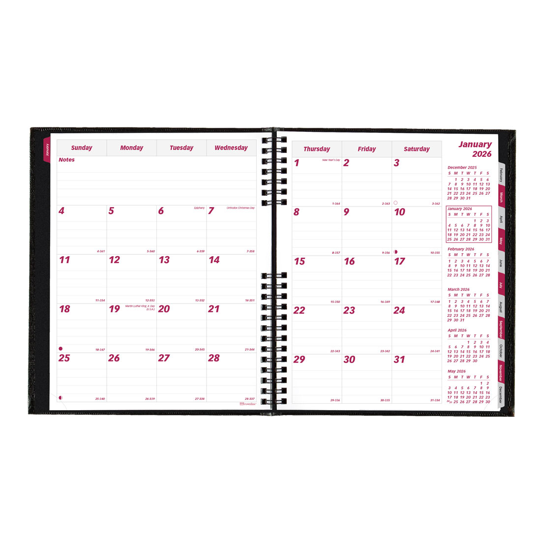 Brownline CoilPro™ Monthly Planner, 14 Months, Black, 2026 CB1200C.BLK-26