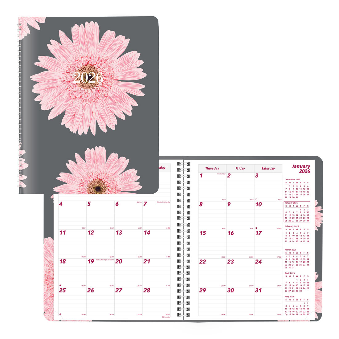 Brownline Pink Daisy Monthly Planner, 2026 CB1200G.05-26