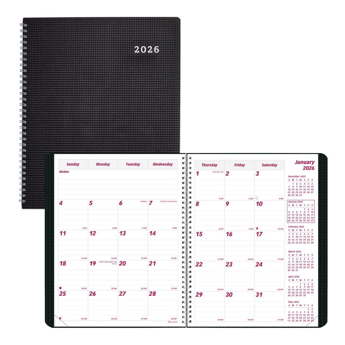 Brownline DuraFlex Monthly Planner, Black, 2026 CB1200V.BLK-25