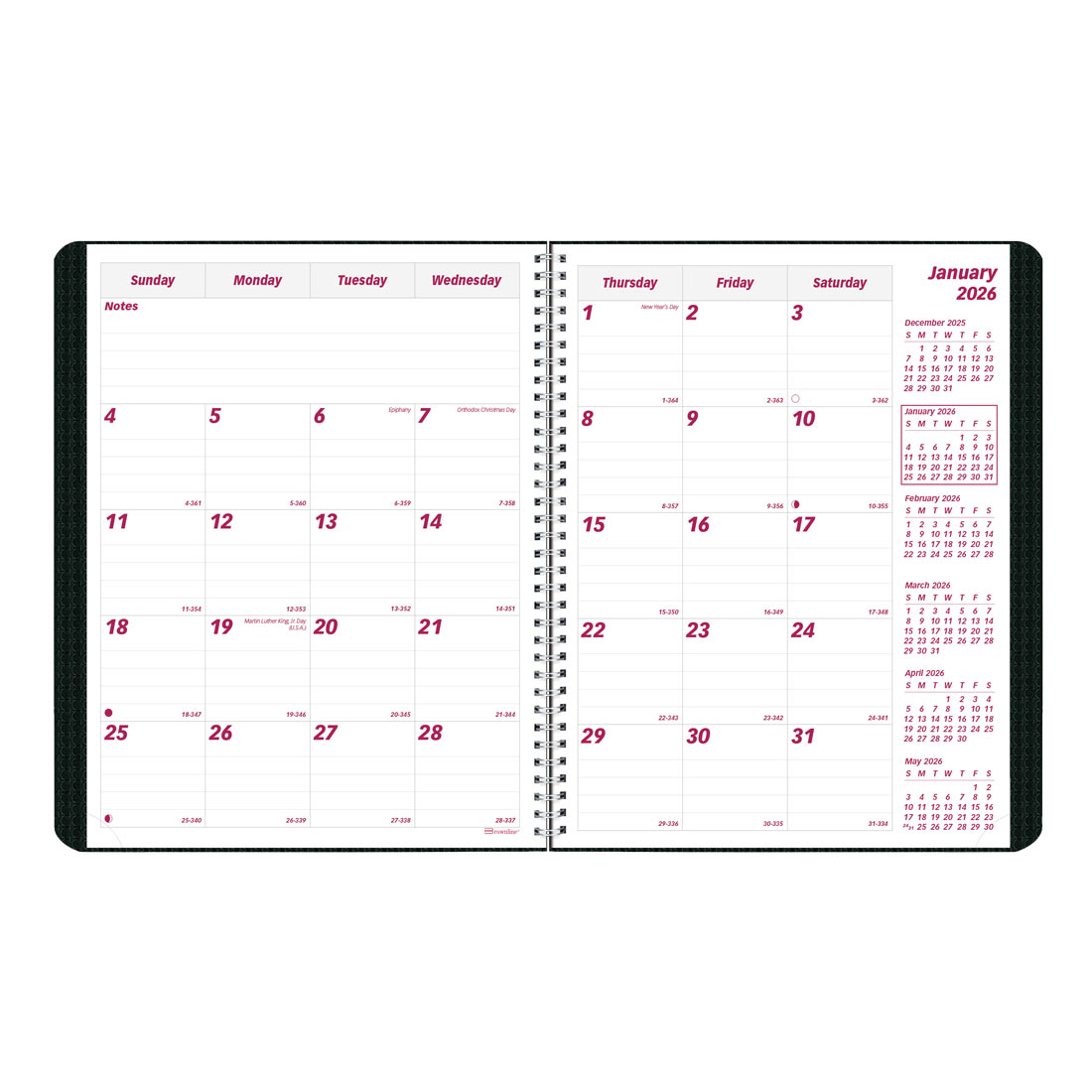 Brownline DuraFlex Monthly Planner, Black, 2026 CB1200V.BLK-25