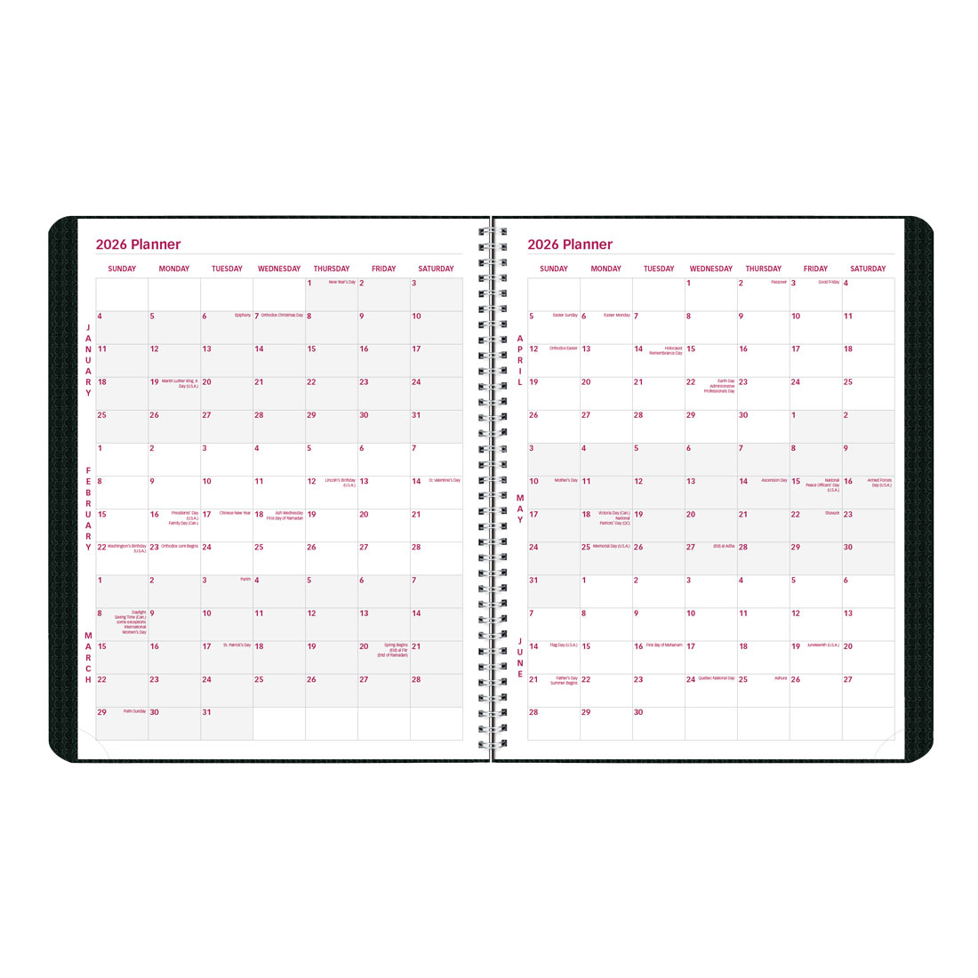 Brownline DuraFlex Monthly Planner, Black, 2026 CB1200V.BLK-25