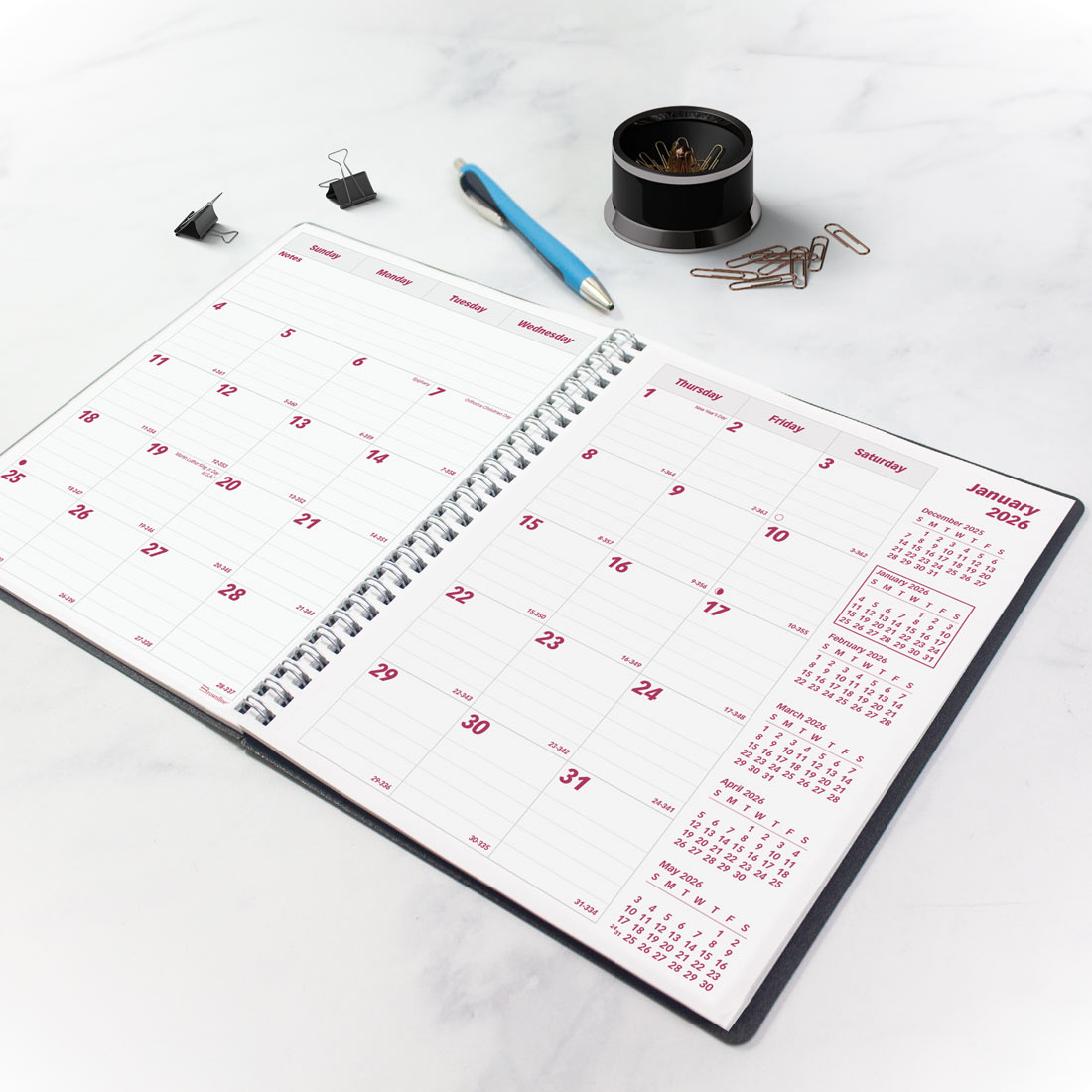 Brownline DuraFlex Monthly Planner, Black, 2026 CB1200V.BLK-25