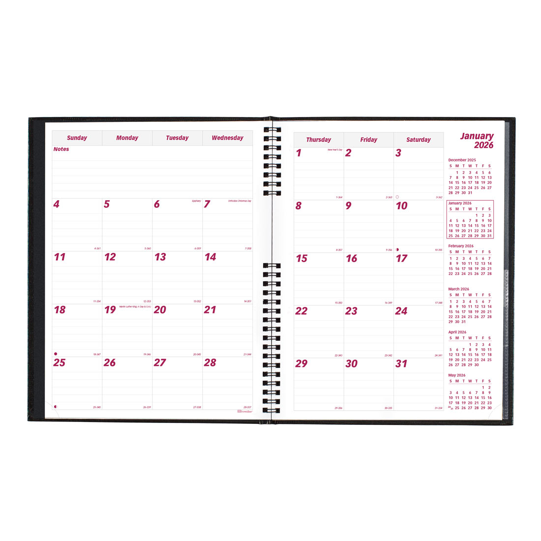 Brownline CoilPro™ Monthly Planner, 14 Months, Black, 2026 CB1262C.BLK-26