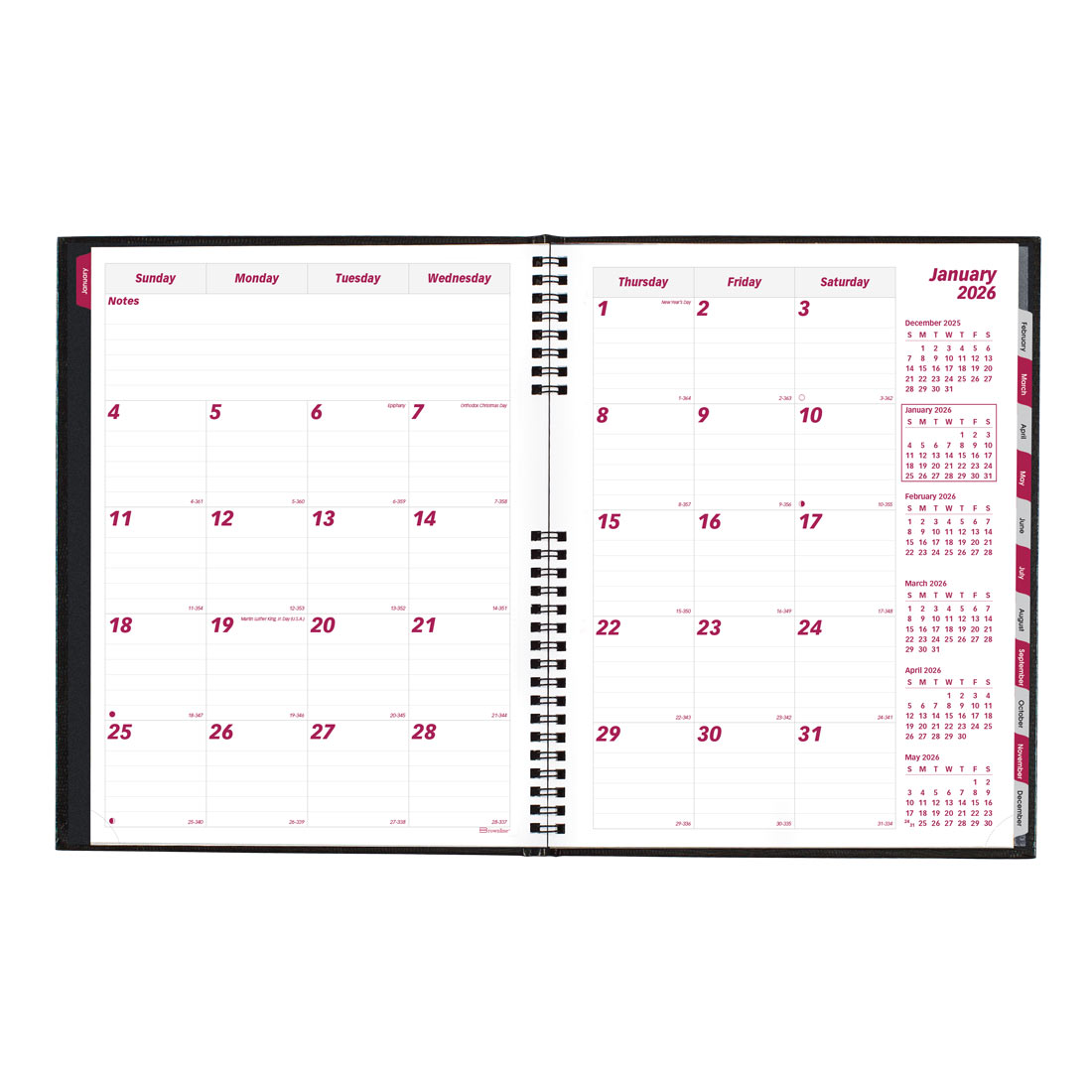Brownline CoilPro™ Monthly Planner, 14 Months, Black, 2026 CB1262C.BLK-26