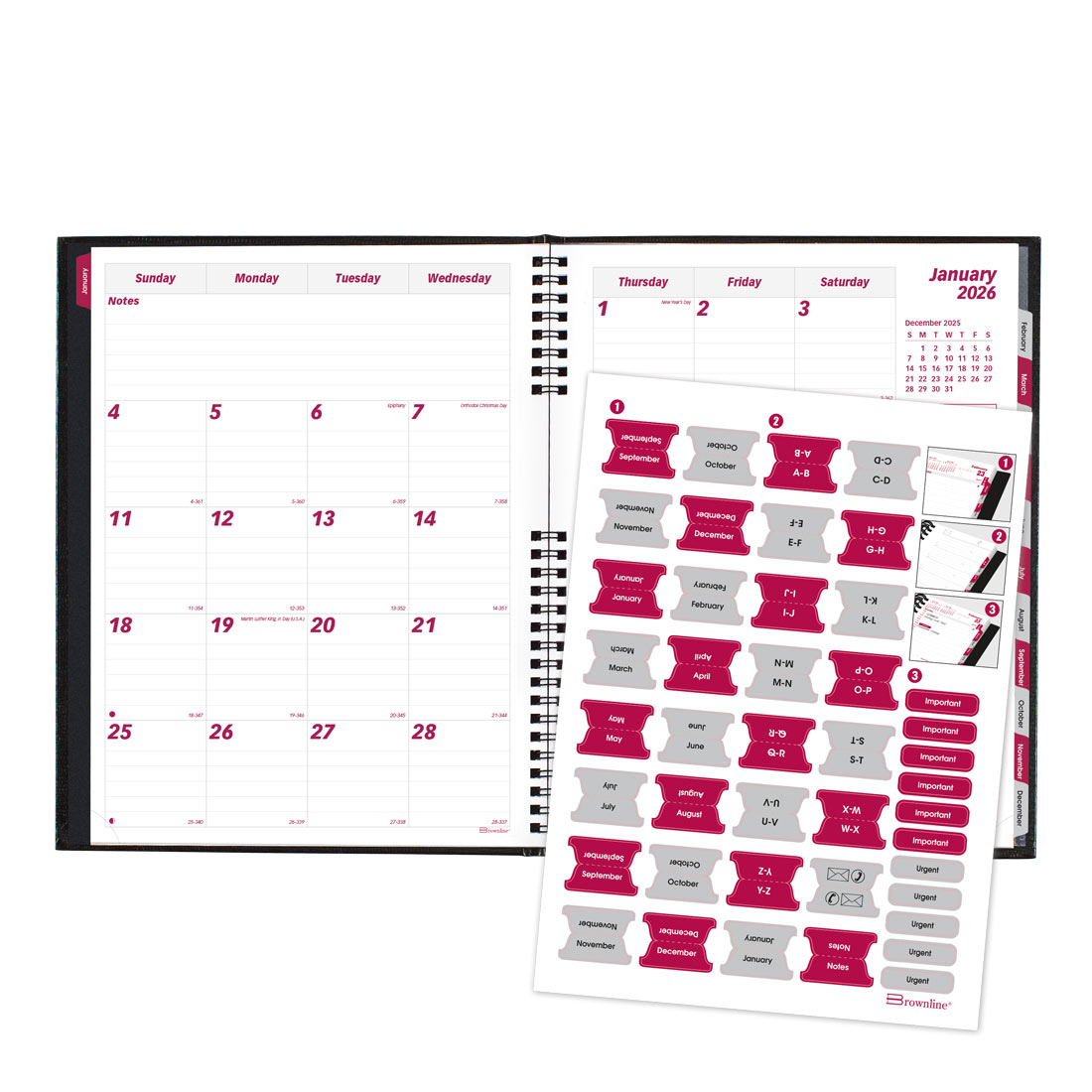 Brownline CoilPro™ Monthly Planner, 14 Months, Black, 2026 CB1262C.BLK-26