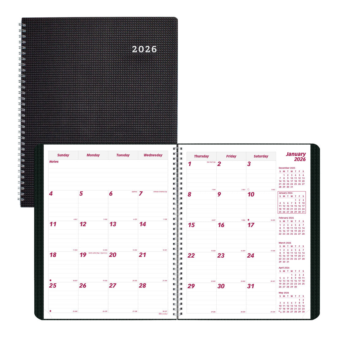 Brownline DuraFlex Monthly Planner, Black, 2026 CB1200V.BLK-25