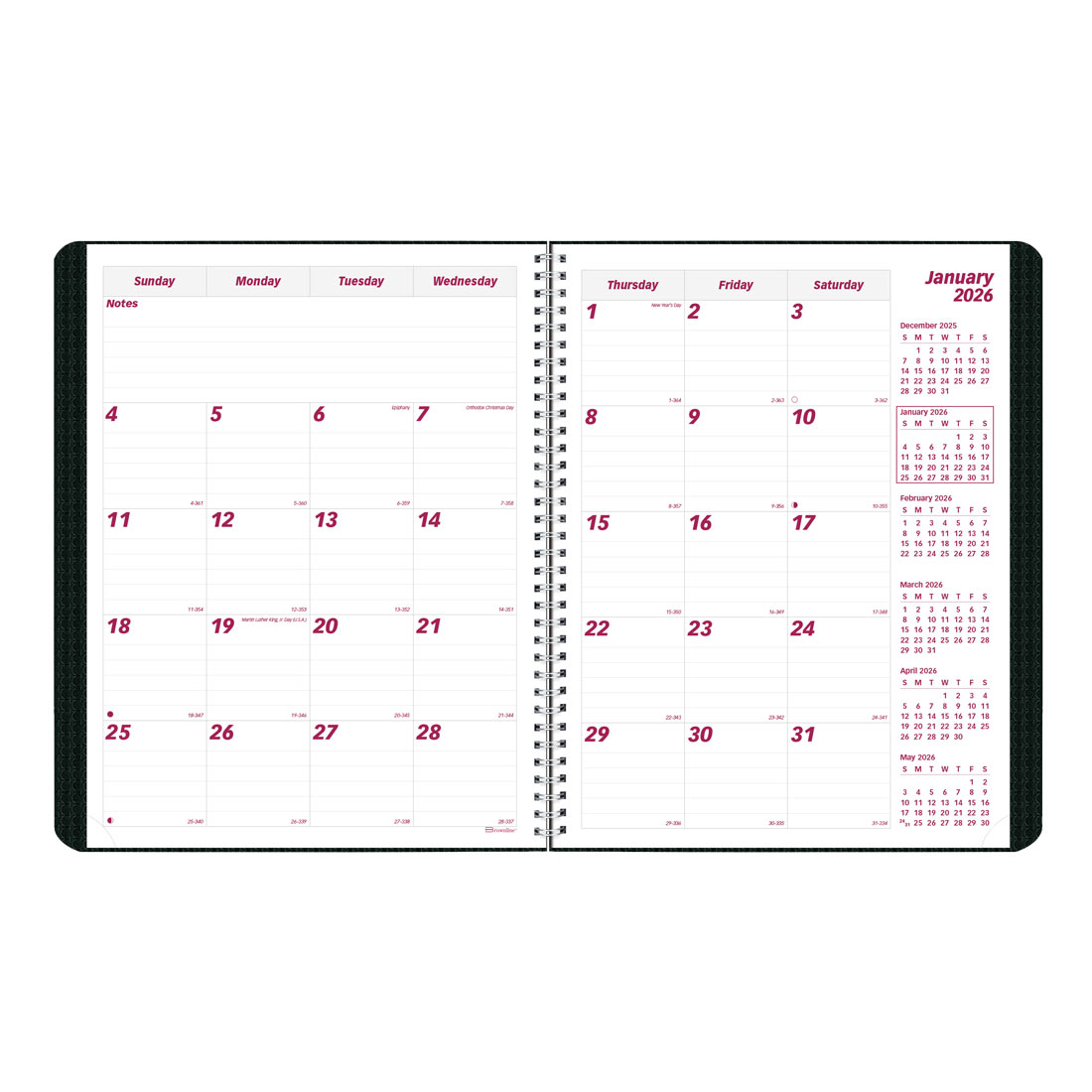 Brownline DuraFlex Monthly Planner, Black, 2026 CB1200V.BLK-25