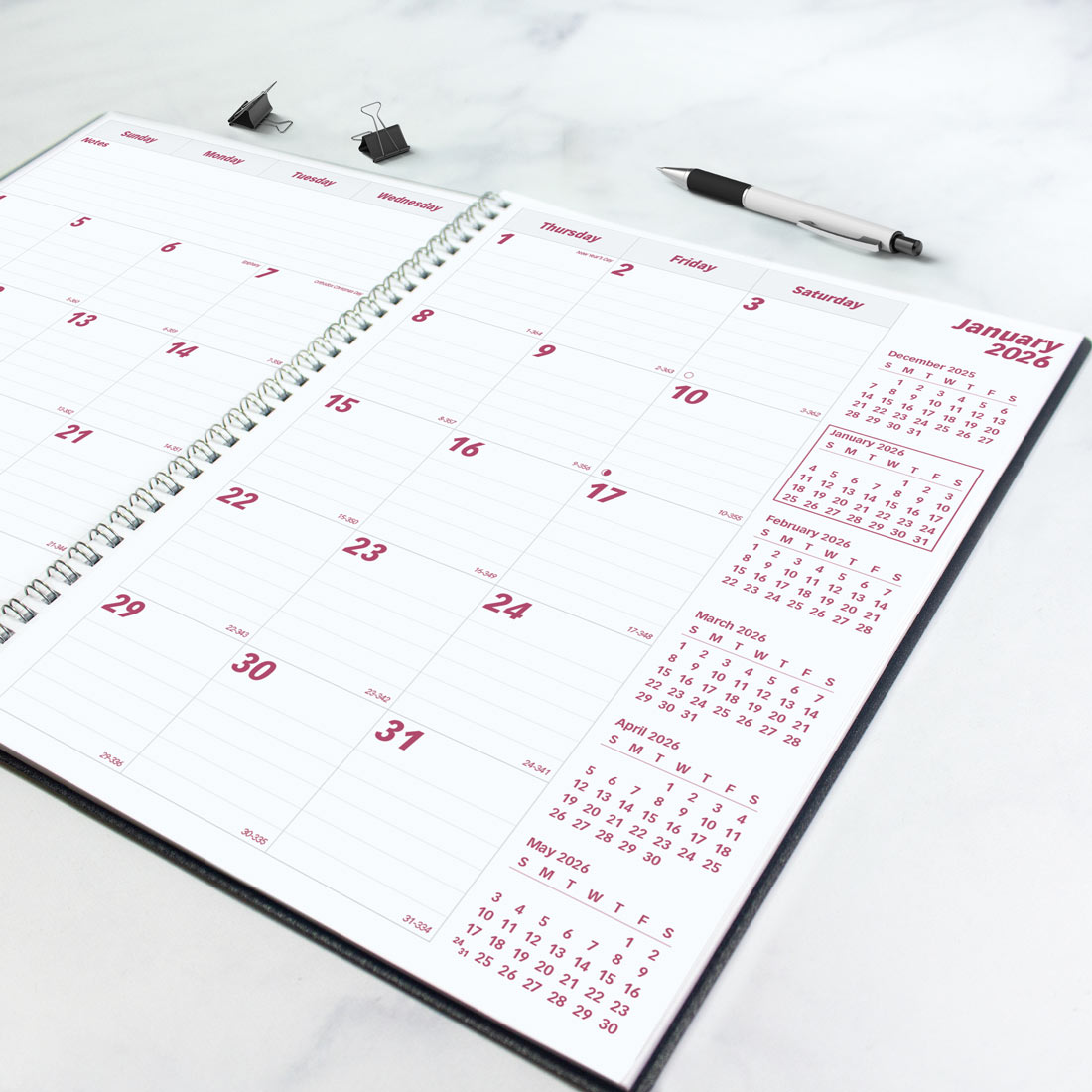 Brownline DuraFlex Monthly Planner, Black, 2026 CB1200V.BLK-25