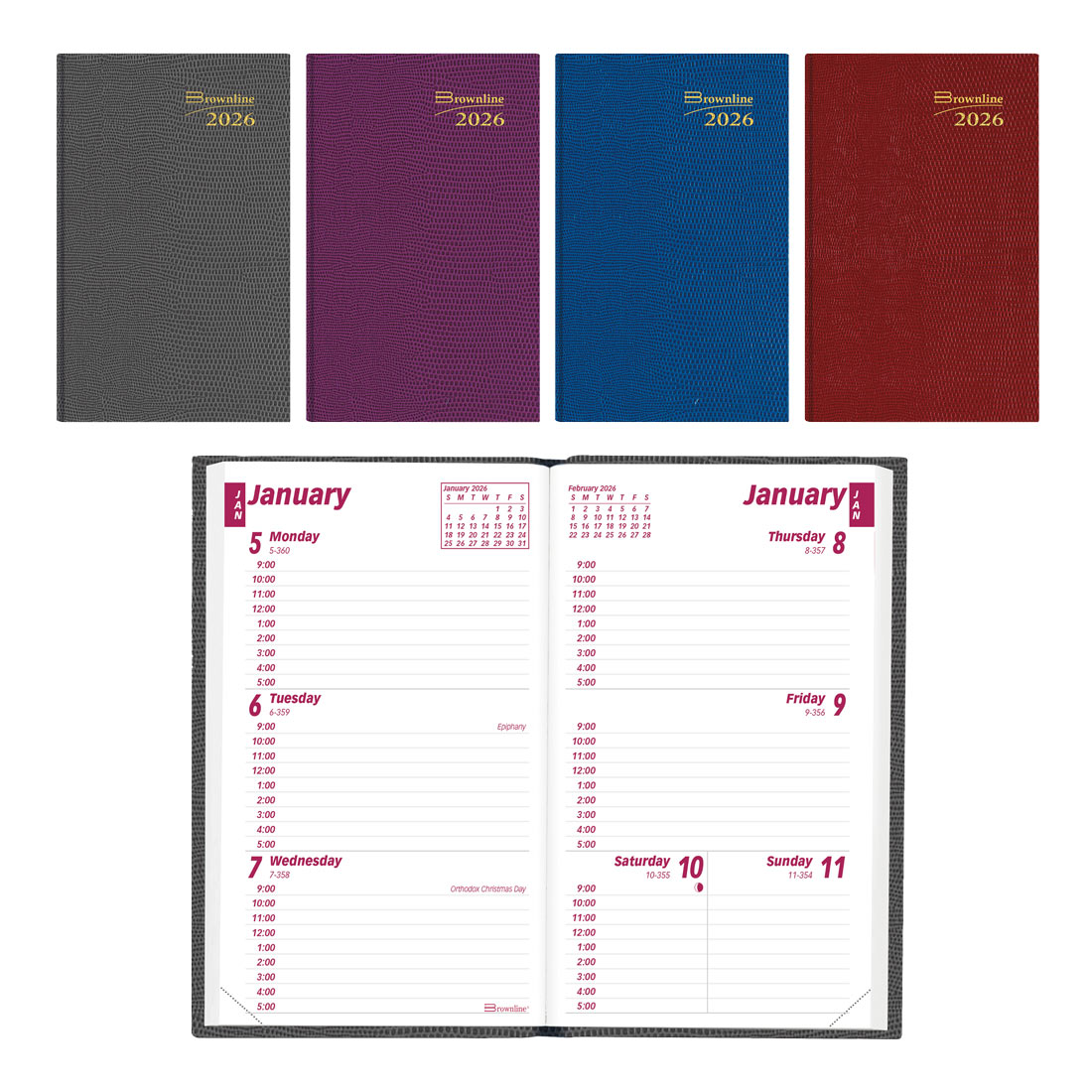 Brownline Weekly Pocket Planner, Assorted Colors, 2026 CB303.ASX-26