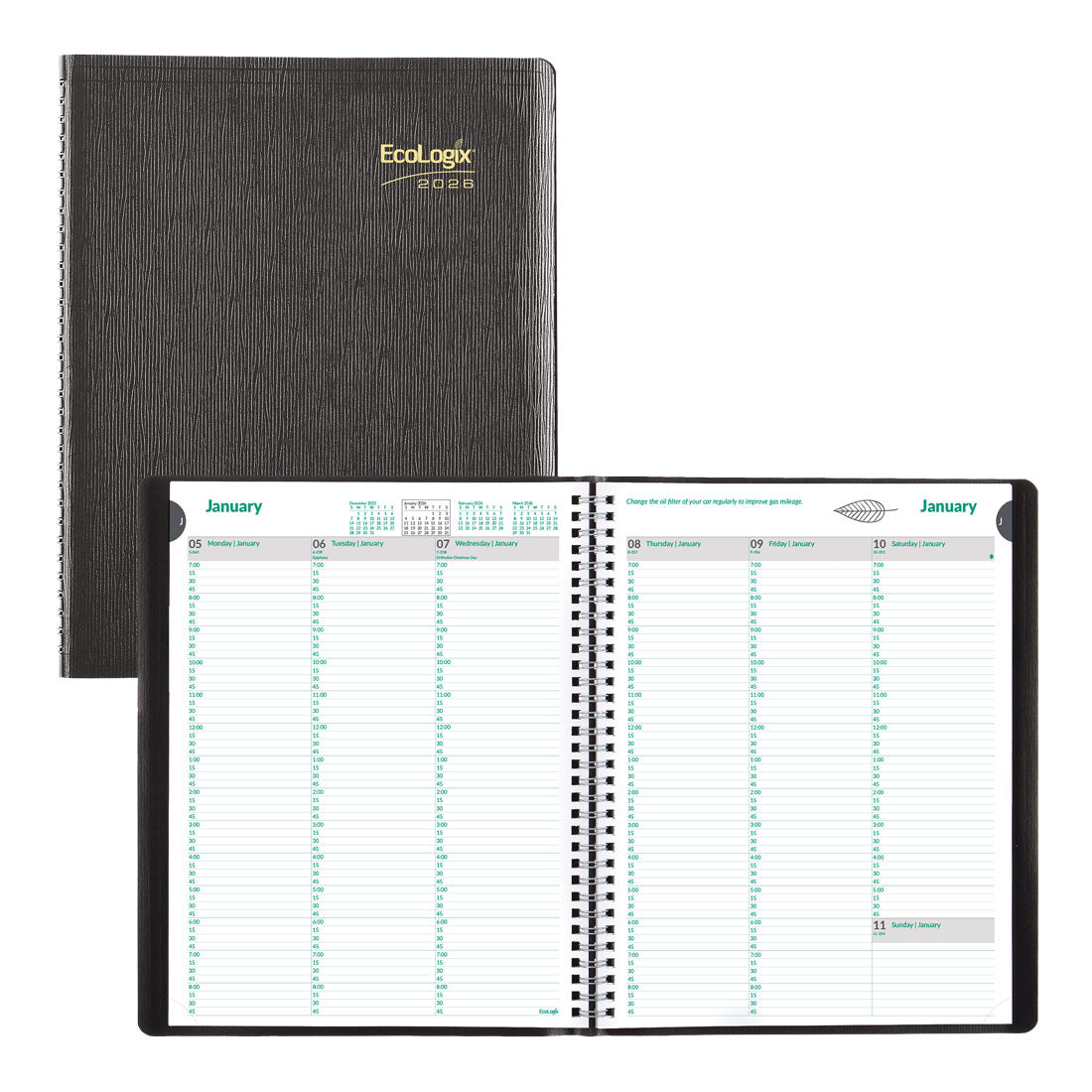 Brownline EcoLogix® Weekly Planner, Black, 2026 CB425W.BLK-26