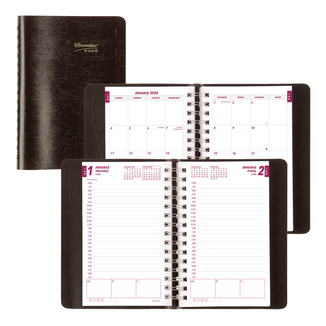 Brownline Essential Daily Planner, 2026 CB634W.BLK-26