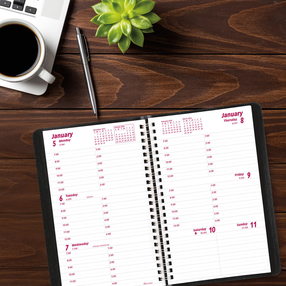 Brownline Essential Weekly Planner, Black, 2026 CB75.BLK-26