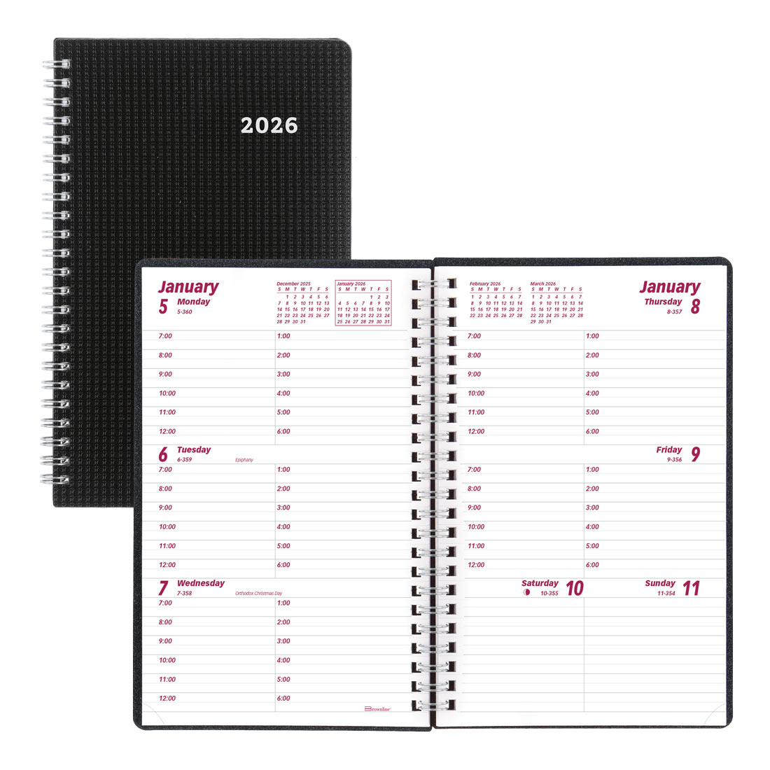 Brownline DuraFlex Weekly Planner, Black, 2026 CB75V.BLK-26