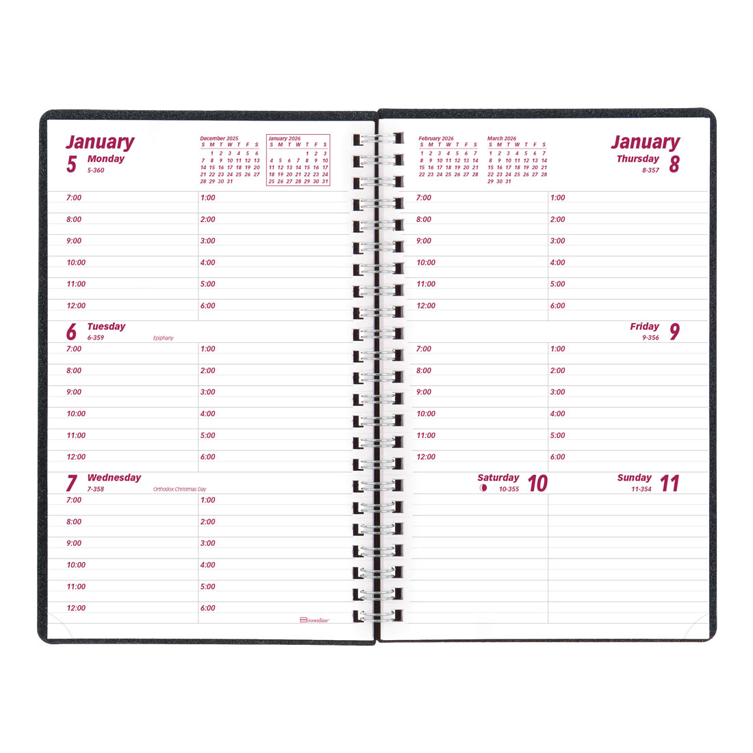 Brownline DuraFlex Weekly Planner, Black, 2026 CB75V.BLK-26