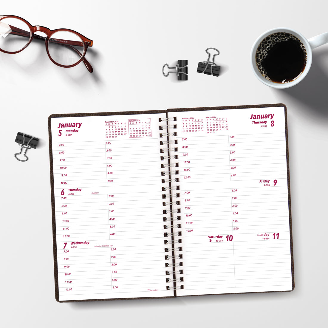 Brownline DuraFlex Weekly Planner, Black, 2026 CB75V.BLK-26