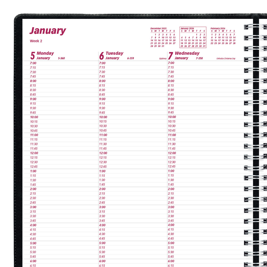 Brownline Essential Weekly Appointment Book, 2026 CB950.BLK-26, CB950.BLU-26, CB950.RED-26 #color_black