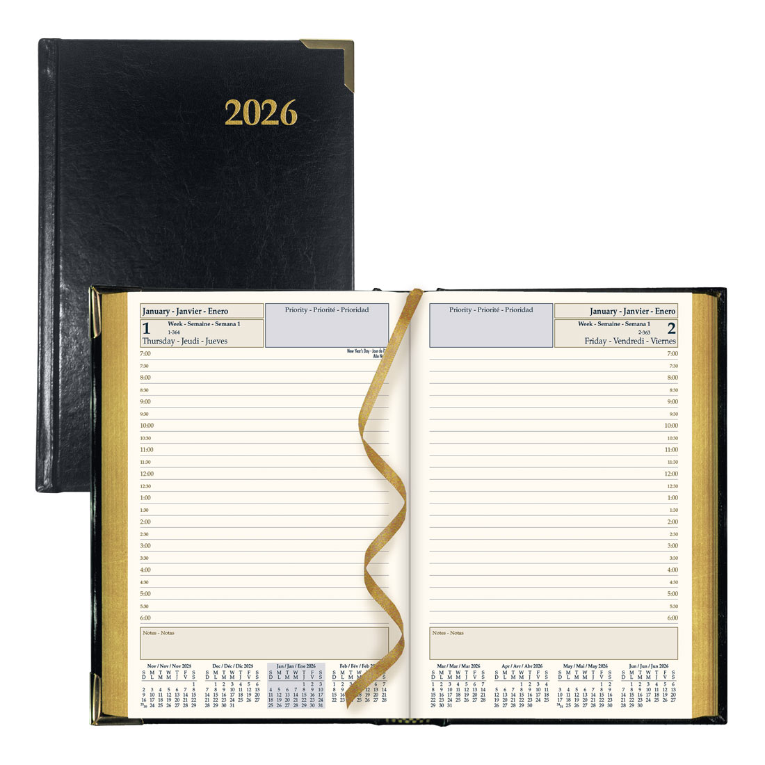 Brownline Executive Daily Planner, Black, 2026 CBE504.BLK-26