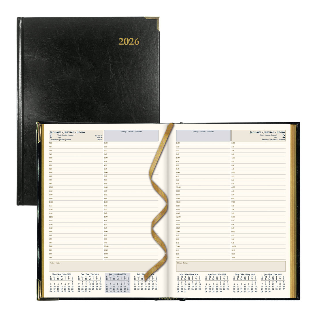 Brownline Executive Daily Planner, Black, 2026 CBE514-26
