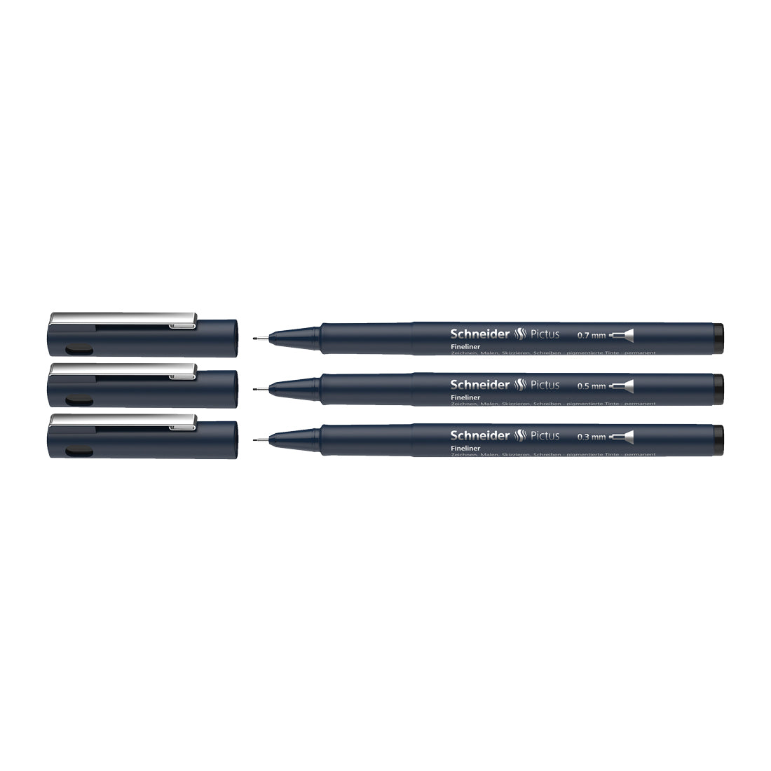 Pictus Fineliners, wallet 3 pieces - Black