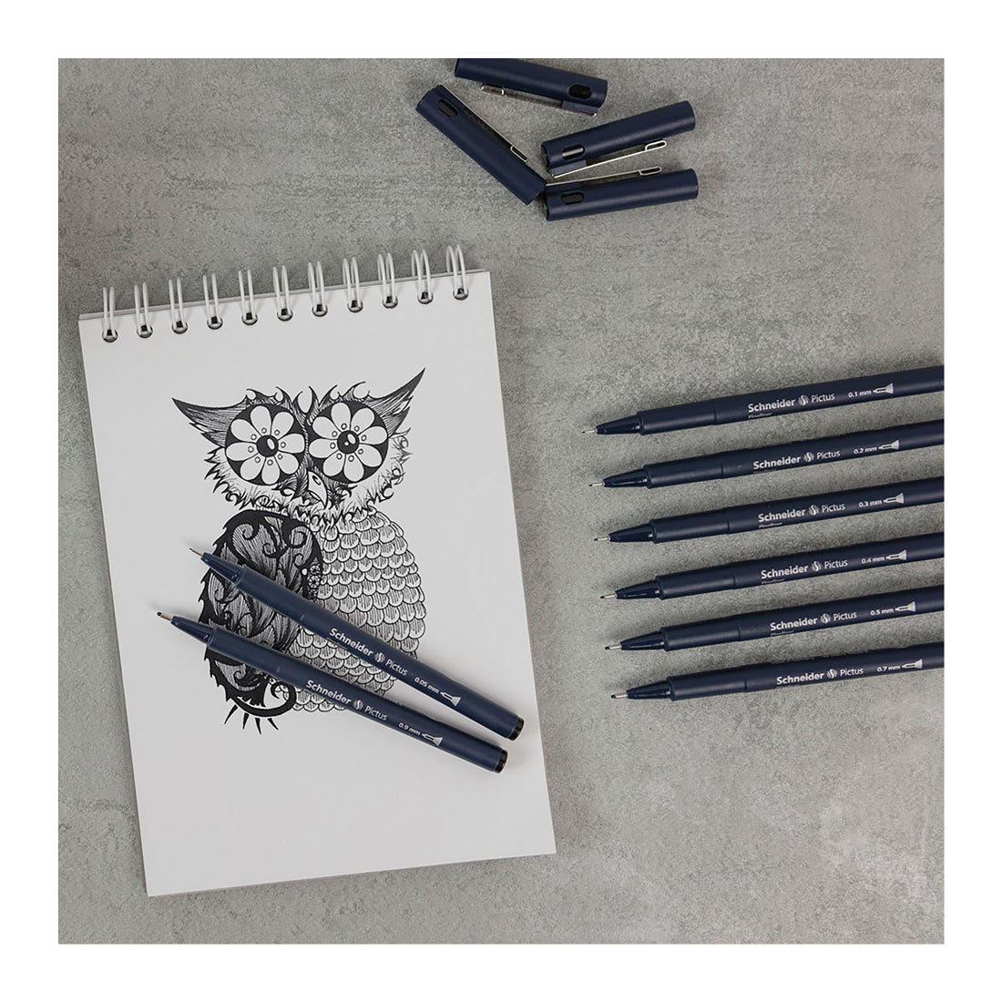 Pictus Fineliners, wallet 8 pieces - Black