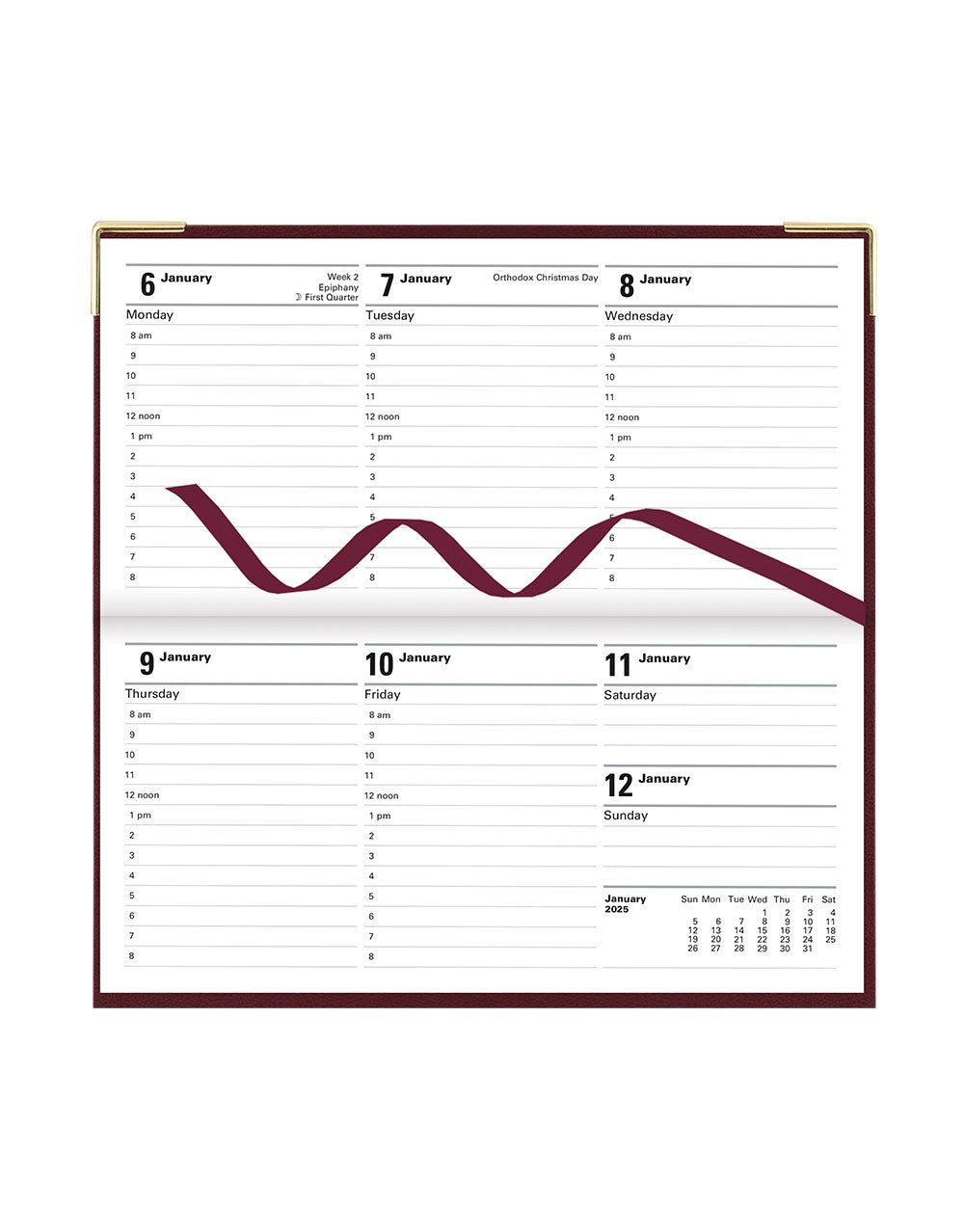 Classic Slim Landscape Week to View Planner with Appointments and Planners 2025 - English 25-C32SBY#color_burgundy