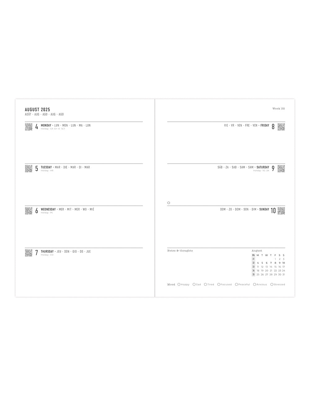Letts Spring Valley A5 Week to View 18-Month Planner 2025-2026 - Multilanguage 26-031798 #color_green