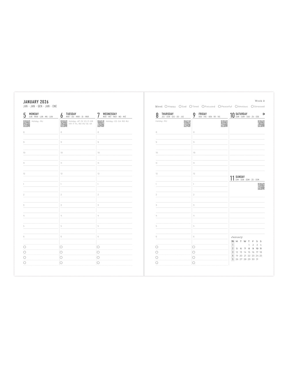 Letts of London Milano A5 Vertical Week to View Planner with Appointments 2026 - 26-CT03XUBK #color_black