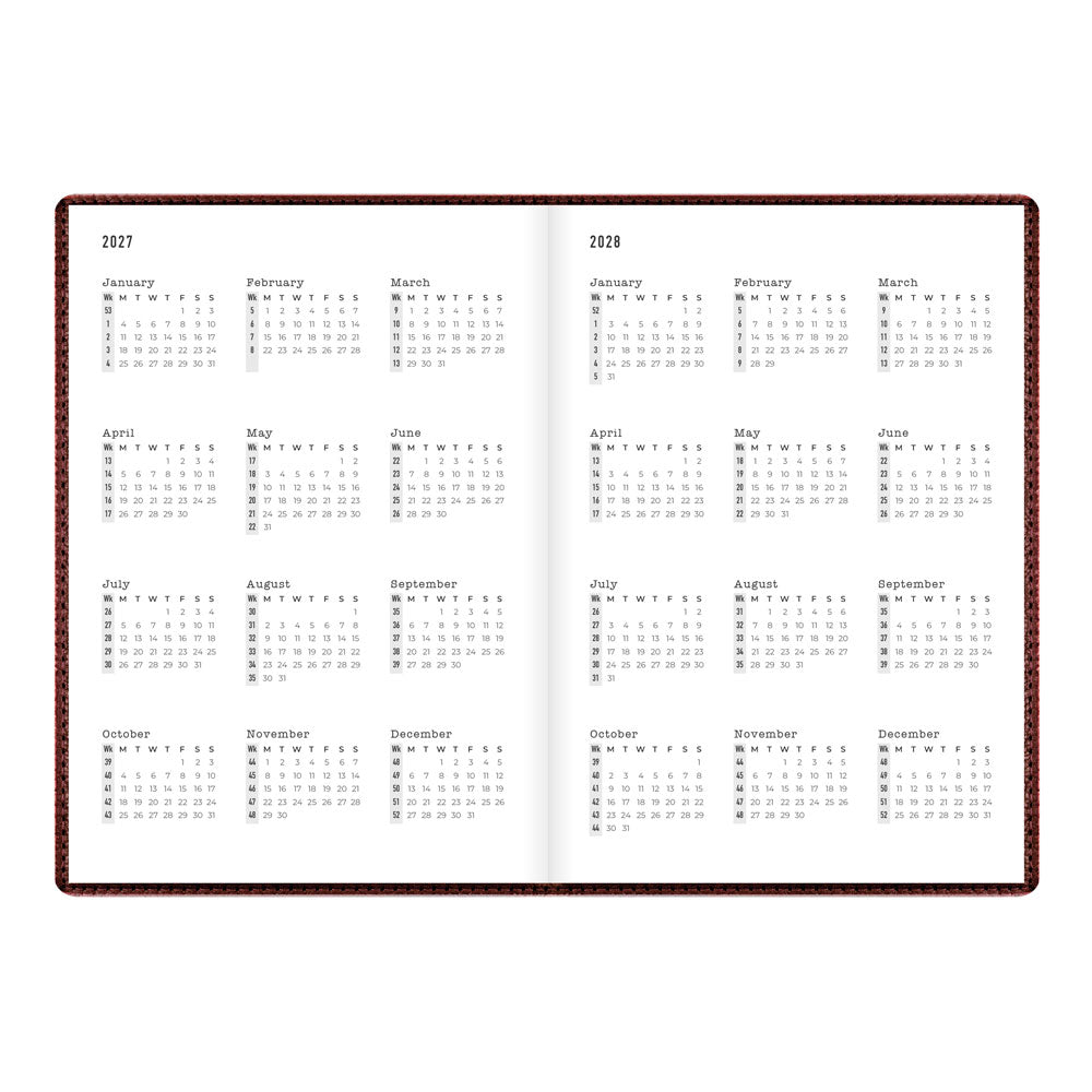 Letts A5 Weekly Planner, Milano, 2027 Chocolate 27-081170#color_chocolate