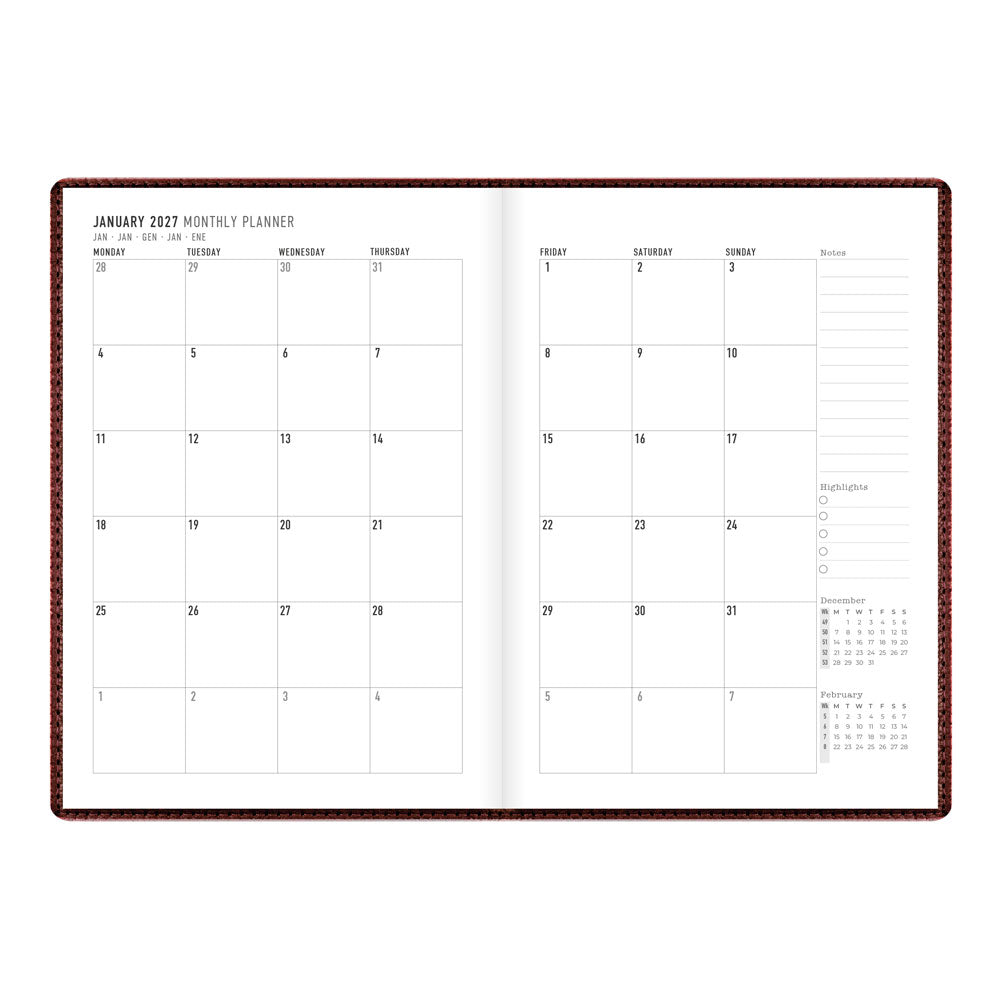 Letts A5 Weekly Planner, Milano, 2027 Chocolate 27-081170#color_chocolate
