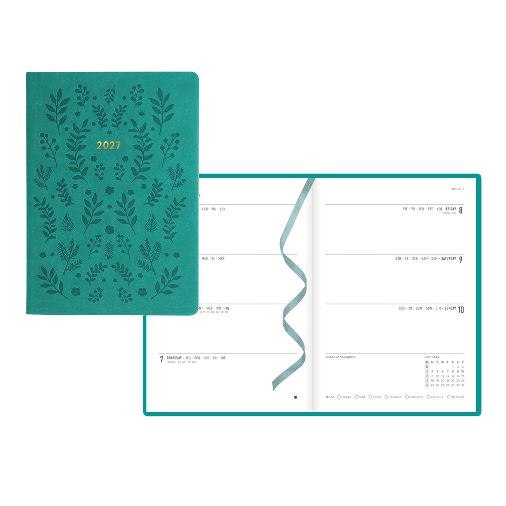 Letts A5 Weekly Planner, Woodland, 2027 Green 27-082161#color_woodland-green