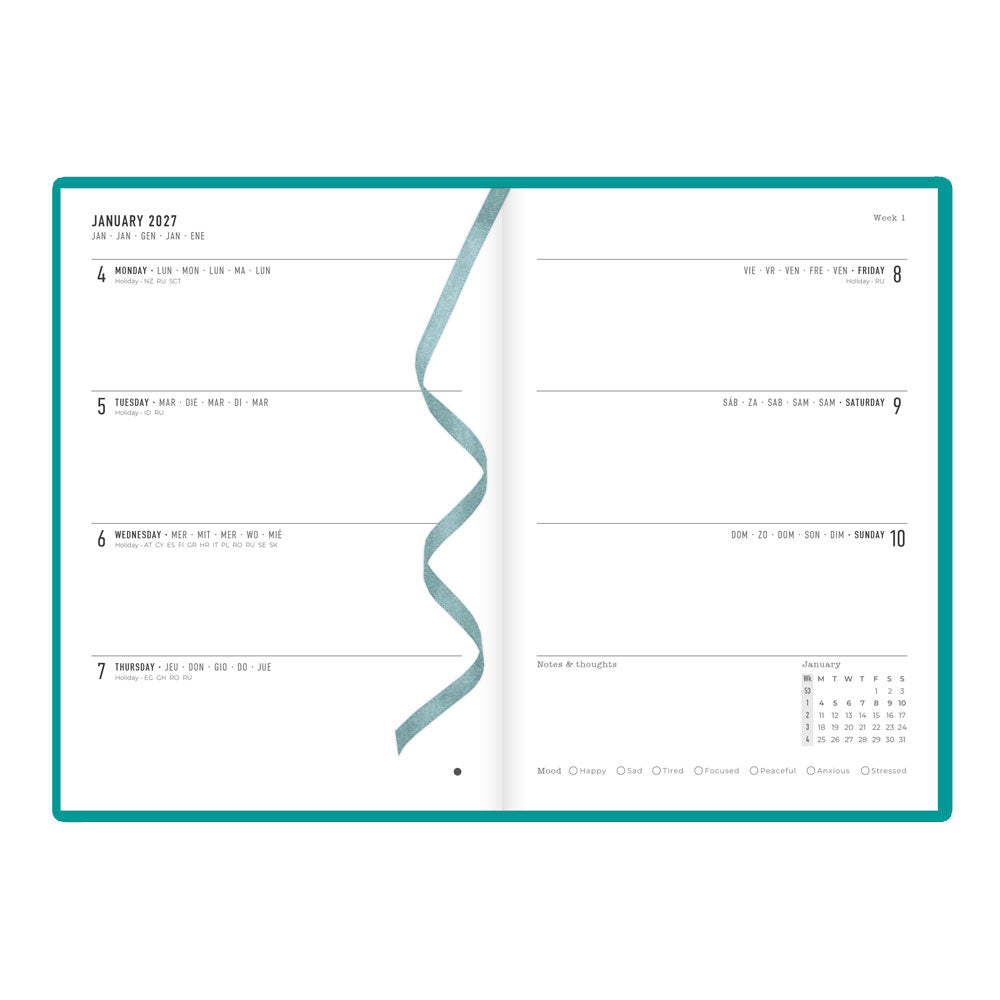 Letts A5 Weekly Planner, Woodland, 2027 Green 27-082161#color_woodland-green