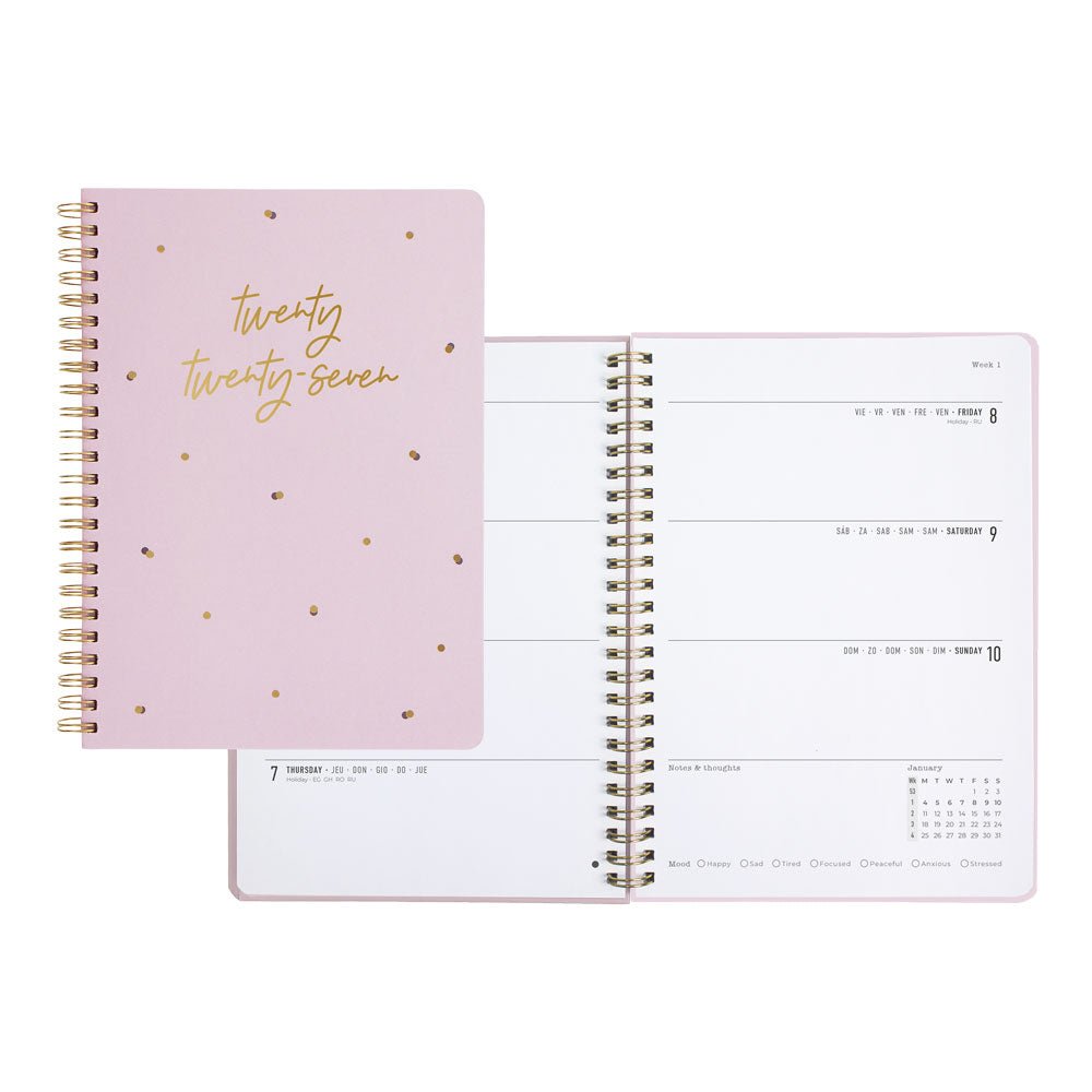 Letts A5 Weekly Planner, Celebrate, 2027 Rose 27-082185#color_rose