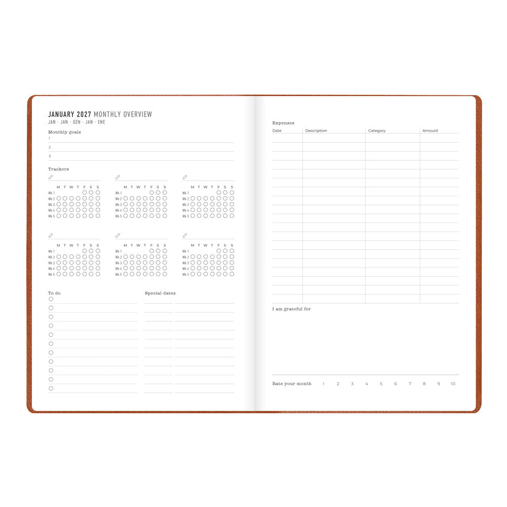 Letts A5 Weekly Planner, Oslo, 2027 Tan 27-082334#color_tan