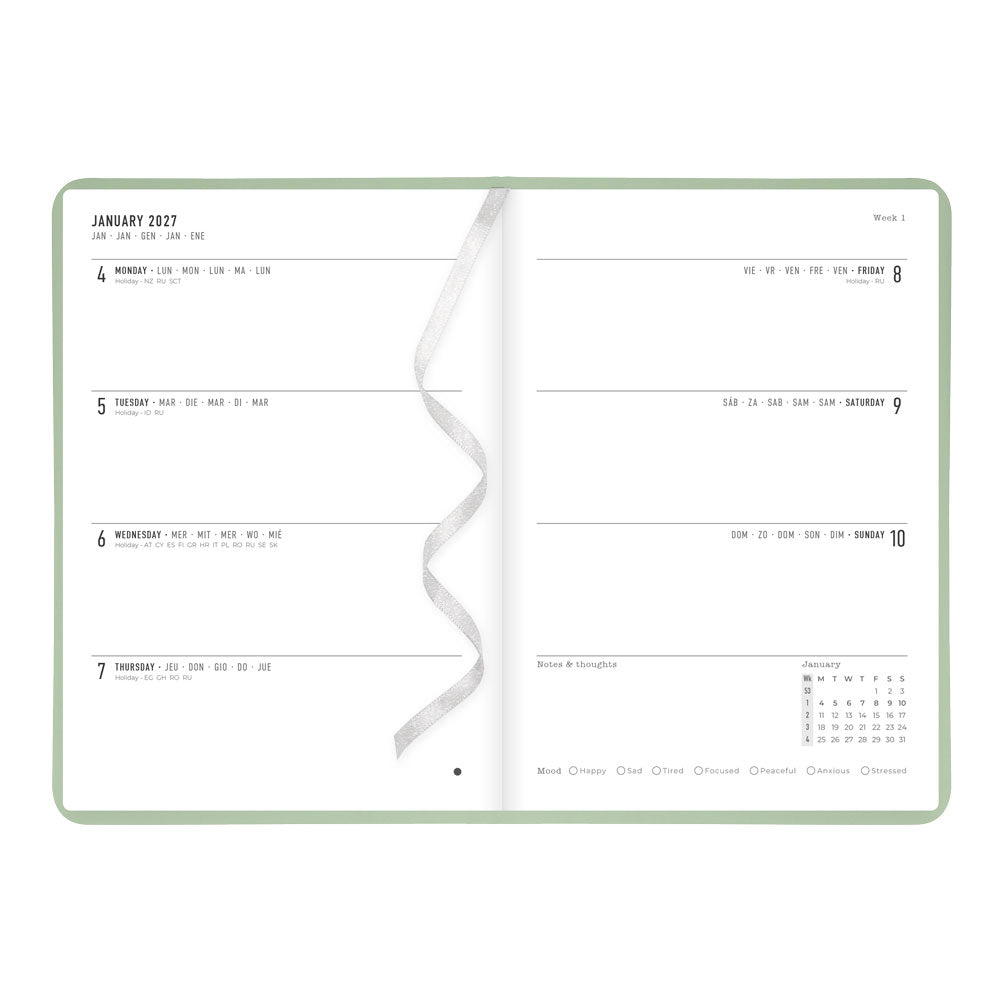 Letts A5 Weekly Planner, Conscious, 2027 Sage 27-082396#color_sage