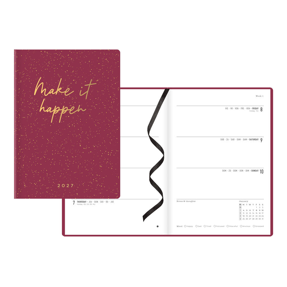 Letts A5 Weekly Planner, Inspire, 2027 Plum 27-082485#color_plum