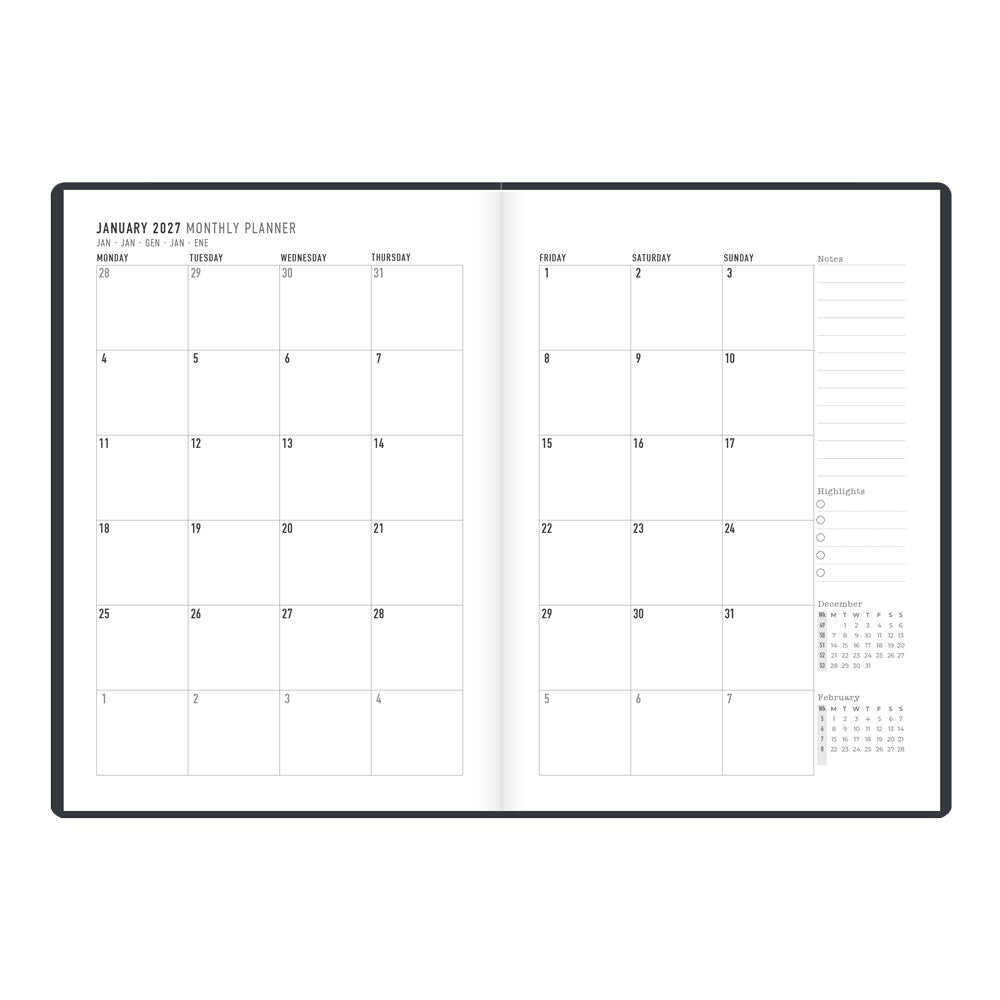 Letts A5 Weekly Planner, Inspire, 2027 Charcoal 27-082486#color_charcoal