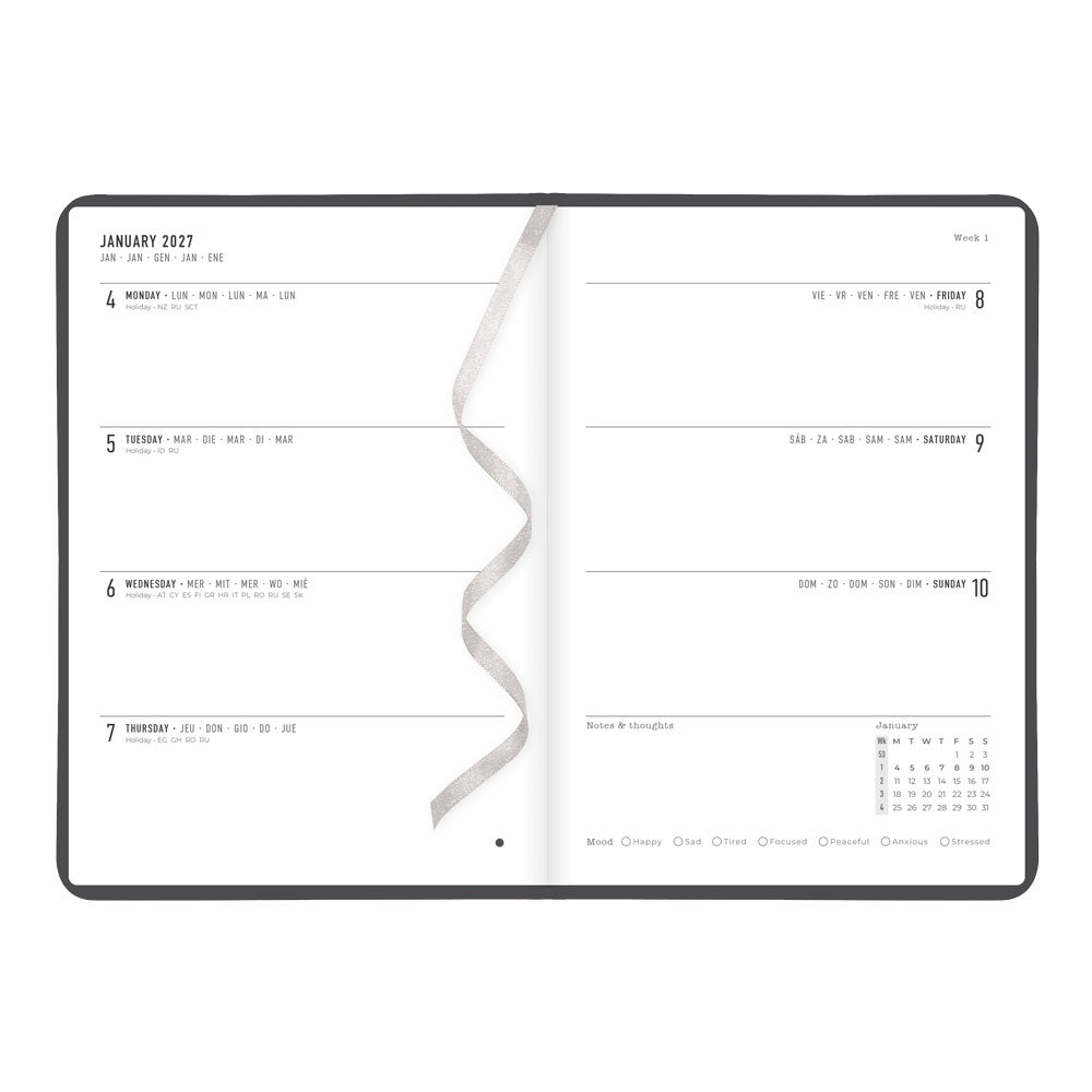 Letts A5 Weekly Planner, Conscious, 2027 Slate 27-082551#color_slate