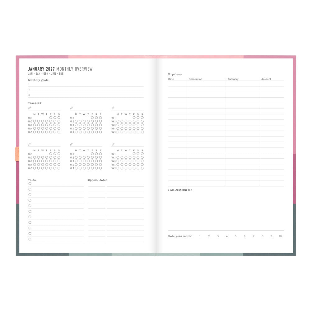 Letts A5 Weekly Planner, Gradient, 2027 Rose 27-082570#color_gradient-rose