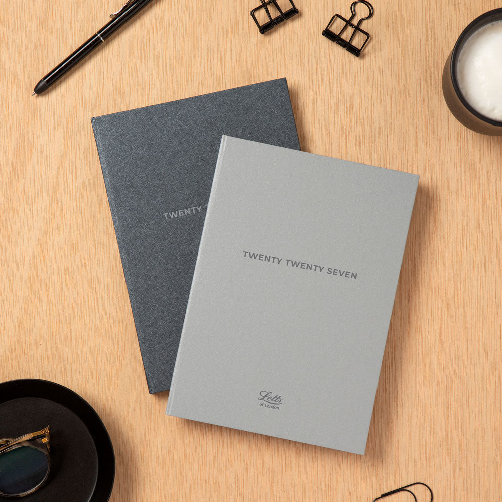 Letts A5 Weekly Planner, Titanium, 2027 Charcoal 27-082582#color_charcoal